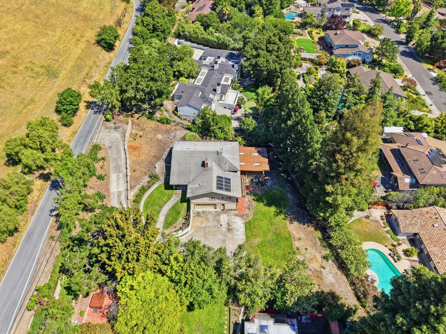 208 Mill Creek Road Fremont, CA 94539 - Photo 44 of 59 an aerial view of residential house with outdoor space and trees all around