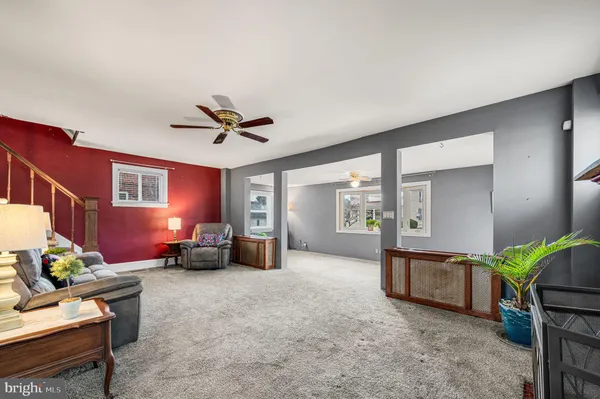 a living room with furniture