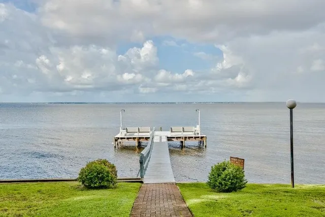 a view of a backyard with lawn chairs