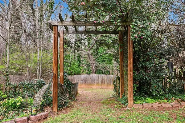 a view of a backyard with plants