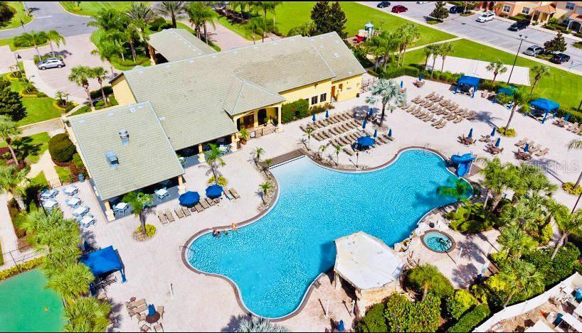 8979 California Palm Road Kissimmee, FL 34747 - Photo 22 of 33 an aerial view of a swimming pool patio and outdoor seating