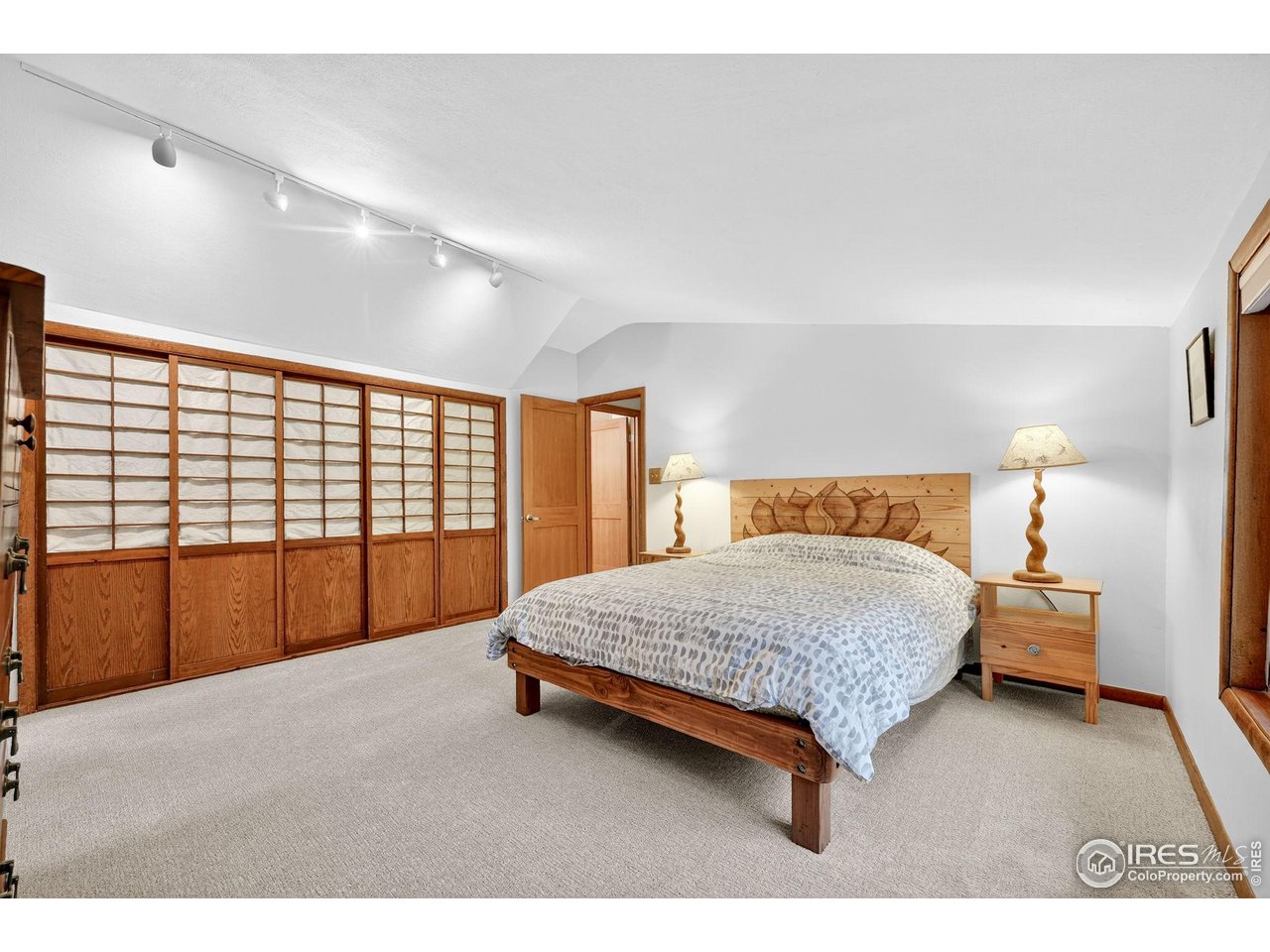 1707 Ridge Road Nederland, CO 80466 - Photo 29 of 50 Vaulted ceiling in Primary Bedroom with a wall of closets
