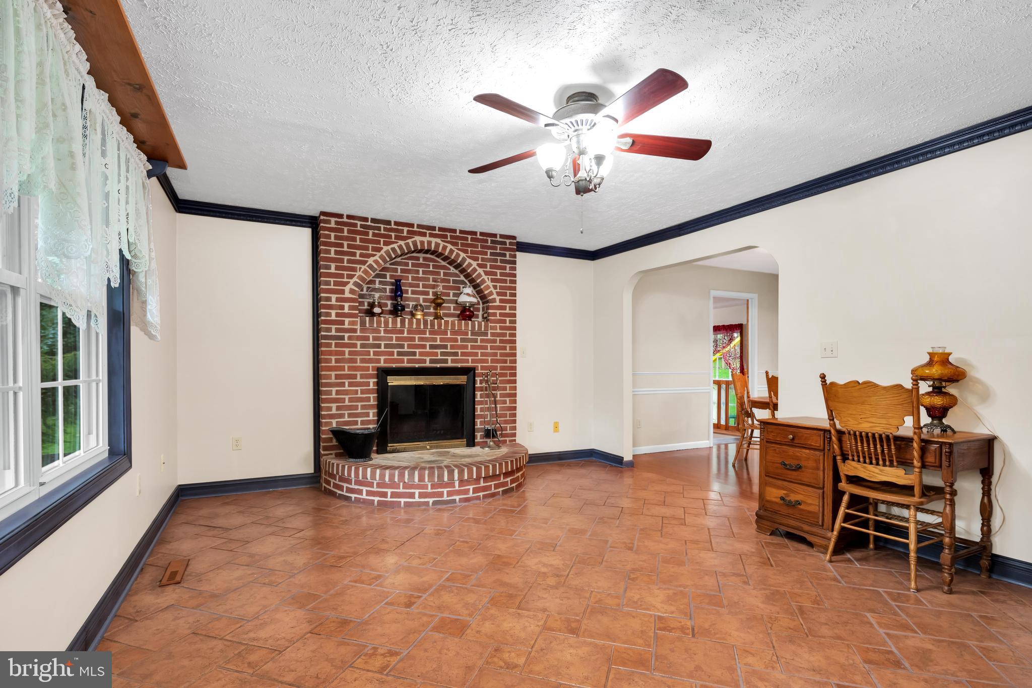 Living Room with terra cotta tile