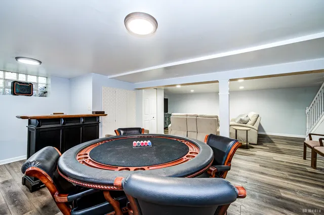 a table and chairs in a room