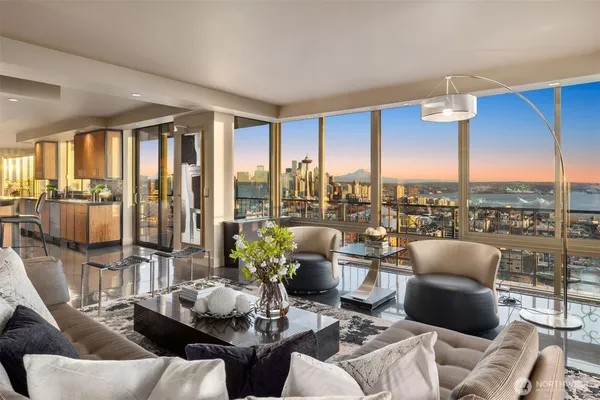 a balcony with furniture