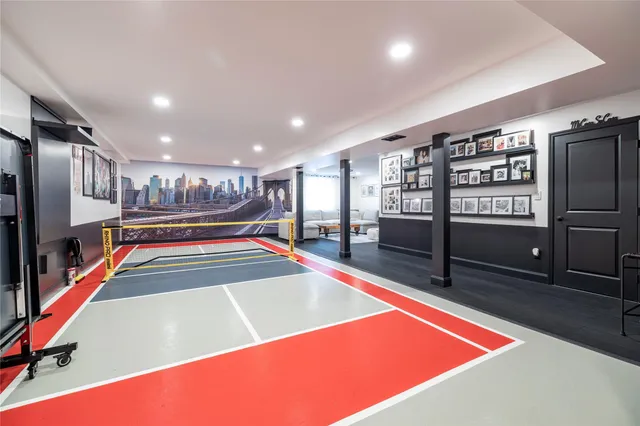 a room with gym equipment