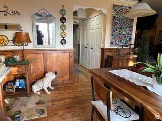 983 Grindelwald Lane, Unit O4 Midway, UT 84049 - Photo 8 of 14 Wood-finish flooring throughout, complemented by wood paneling and neutral wall tones