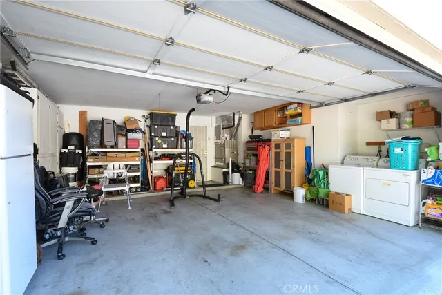 a view of a garage with furniture