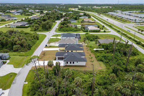 an aerial view of a house