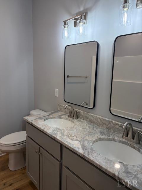 5461 Bear Creek Road Rustburg, VA 24588 - Photo 20 of 27 a bathroom with double vanity sinks and a toilet