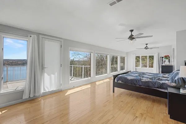 a room with gym equipment and a window