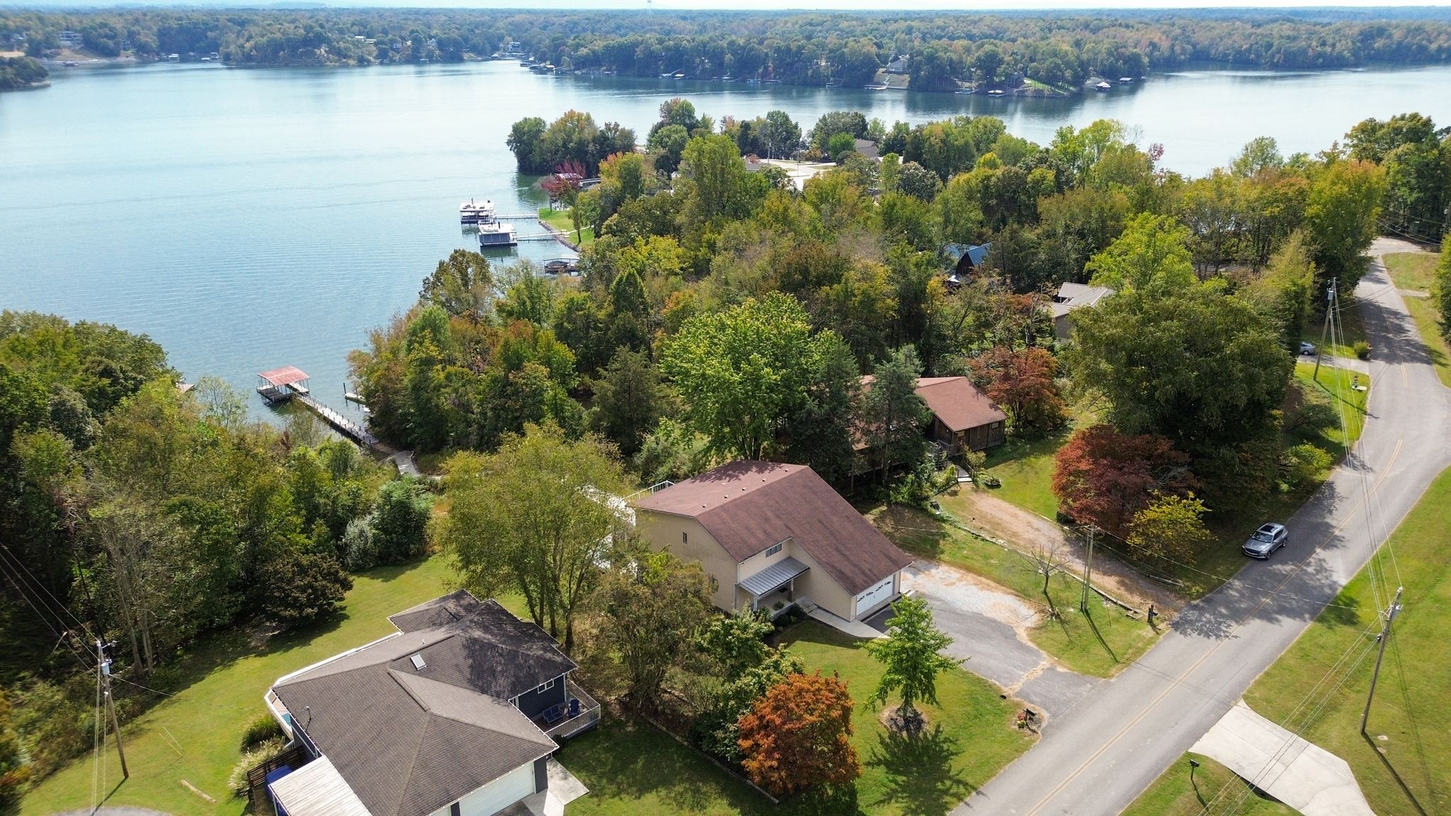 1601 Damron Road Estill Springs, TN 37330 - Photo 42 of 59 an aerial view of lake and residential houses with outdoor space