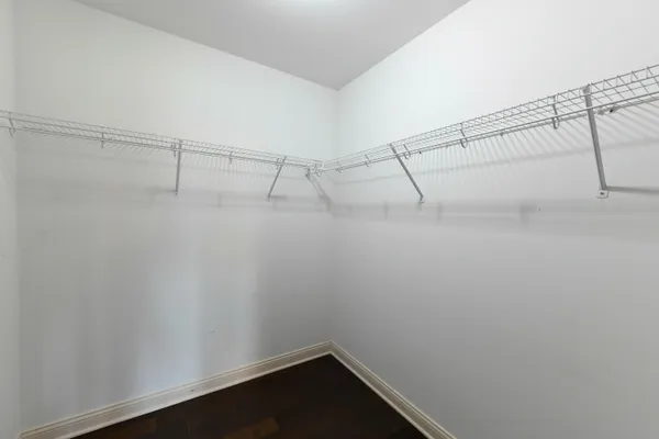 a view of a room with racks on the wall