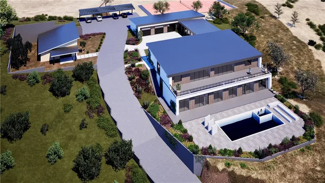 an aerial view of a house