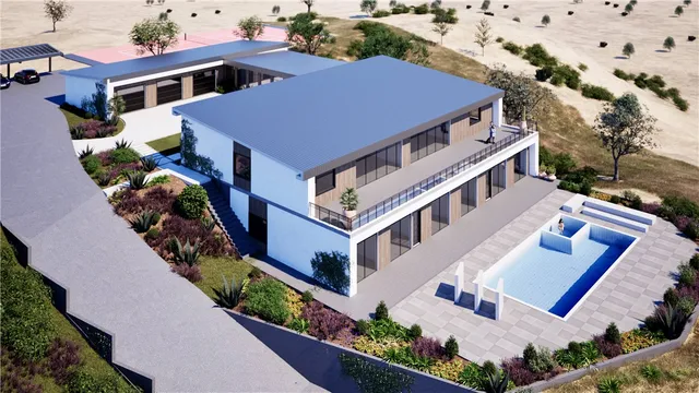 an aerial view of a house