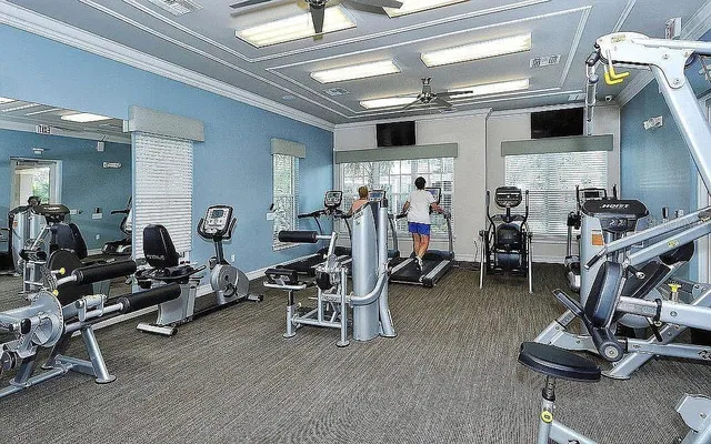 a view of a room with gym equipment