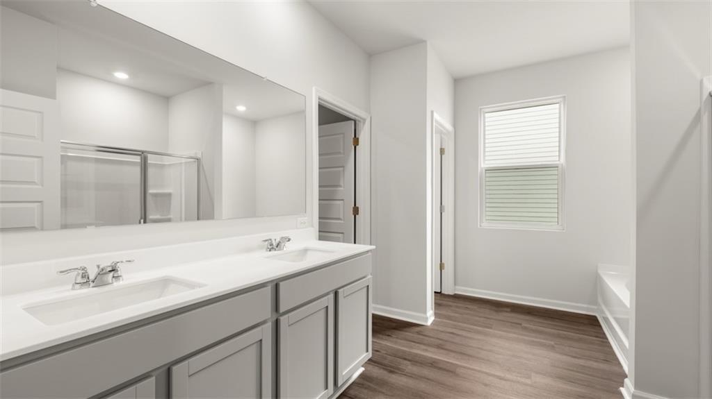 200 Defilippe Drive Statham, GA 30666 - Photo 19 of 60 a bathroom with a sink double vanity and a mirror