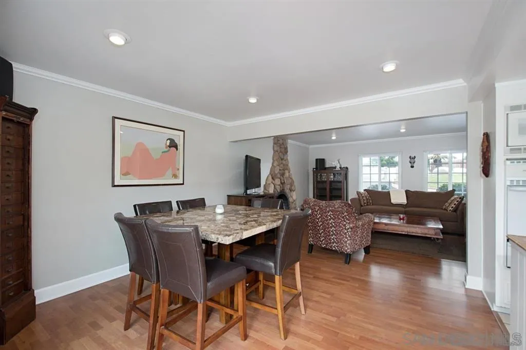 2022 Sheridan Road Encinitas, CA 92024 - Photo 6 of 25 a view of a dining room with furniture wooden floor and a rug