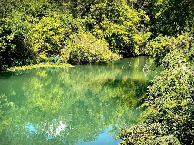 a view of lake with green space