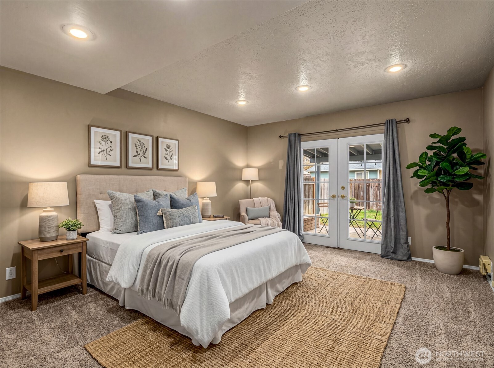 709 Schons Place Wenatchee, WA 98801 - Photo 13 of 28 a bedroom with a large bed and a potted plant