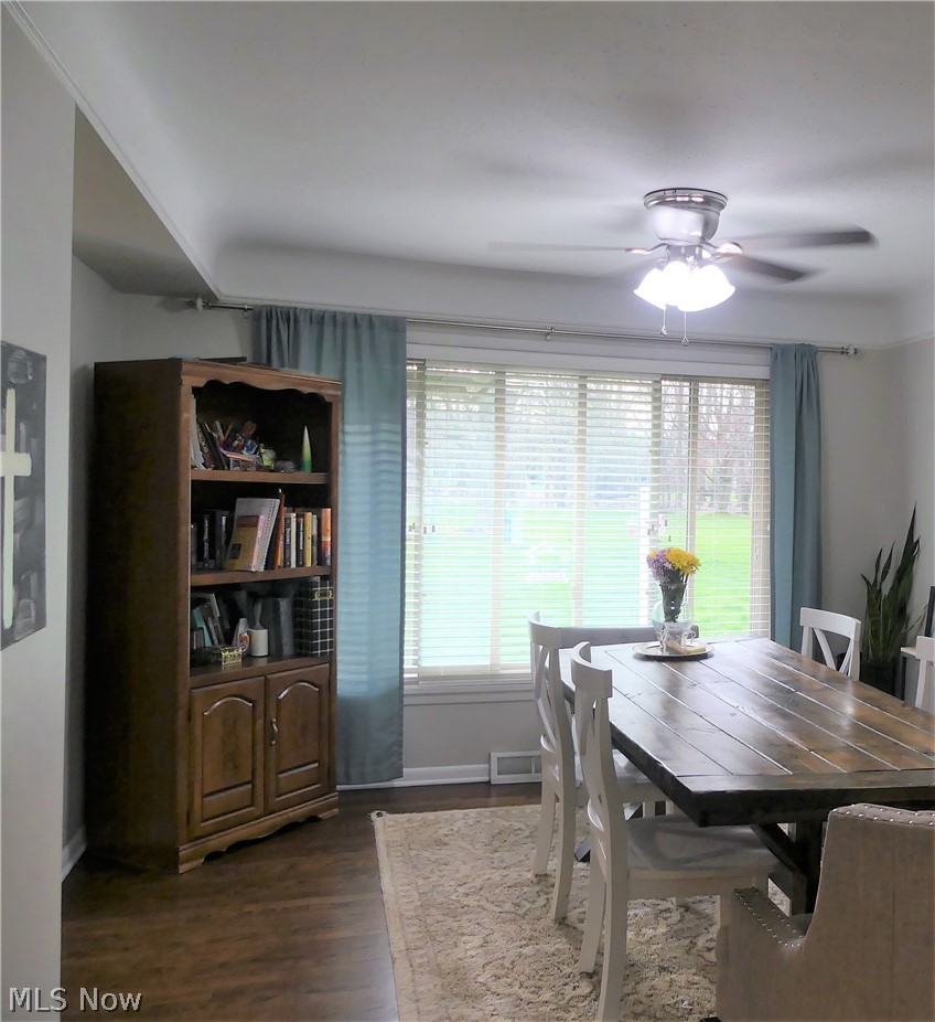 6510 Crossview Road Independence, OH 44131 - Photo 5 of 21 Dining area with ceiling fan and dark wood-flooring