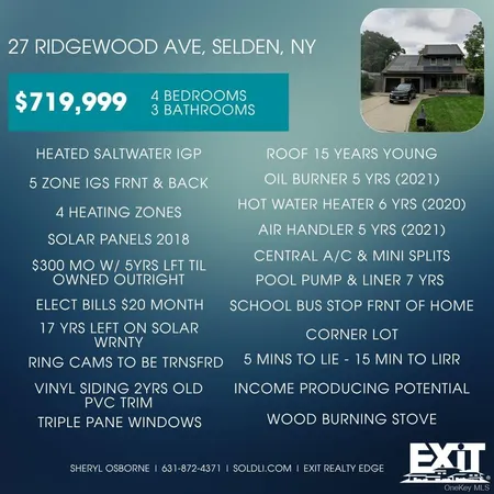 $719,999 | 27 Ridgewood Avenue, Selden, NY 11784