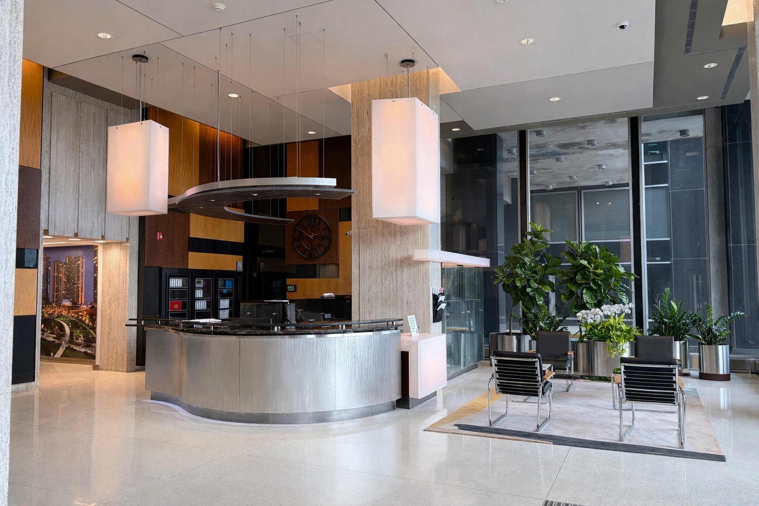 400 East Randolph Street, Unit 3702 Chicago, IL 60601 - Photo 7 of 26 a kitchen with a potted plant and a large window