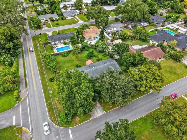 an aerial view of a house