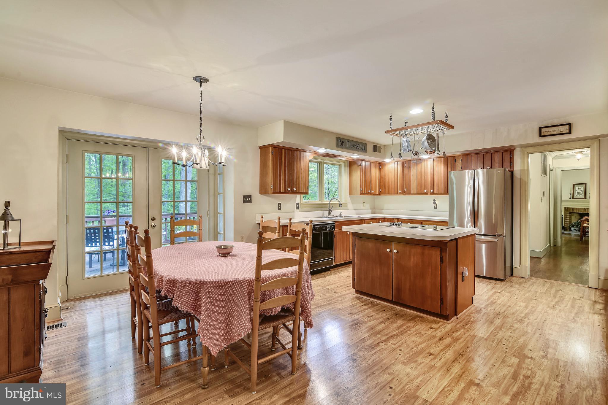The double doors lead to a large deck in back.