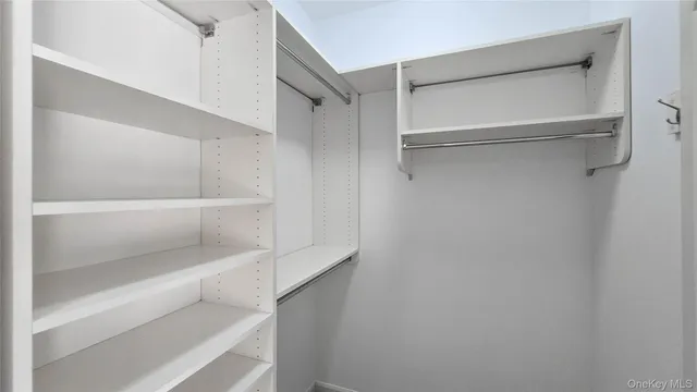 a view of an empty walk in closet