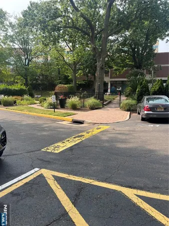 a view of a street with a tree