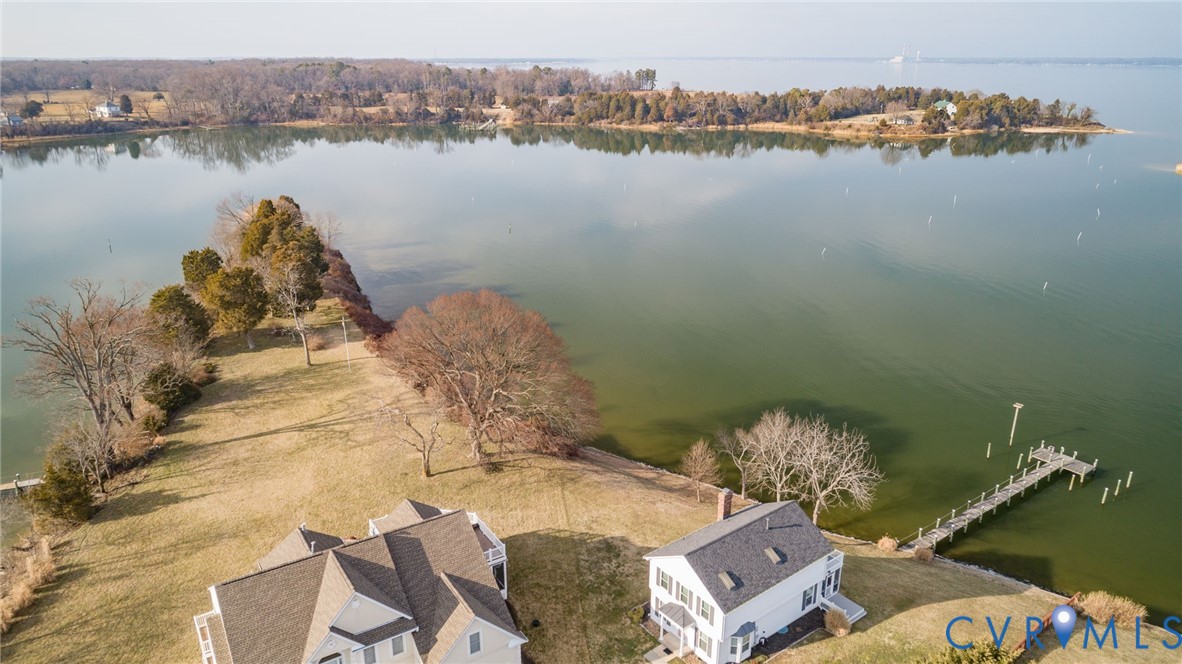 Bird's eye view of a nearby body of water