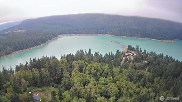 a view of a water from a yard