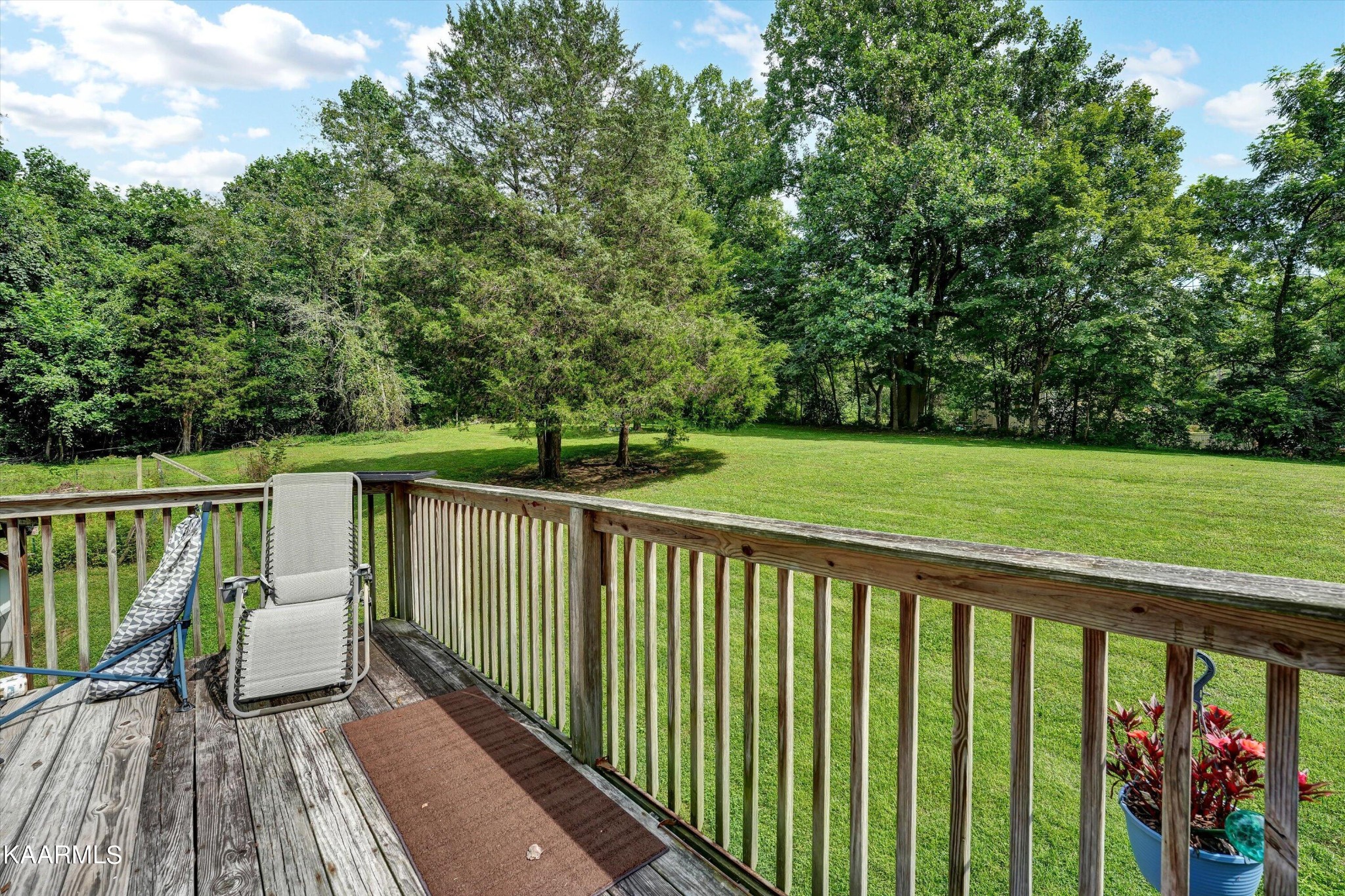 185 Moody Hollow Road Powell, TN 37849 - Photo 28 of 46 a balcony with wooden floor and trees in the back