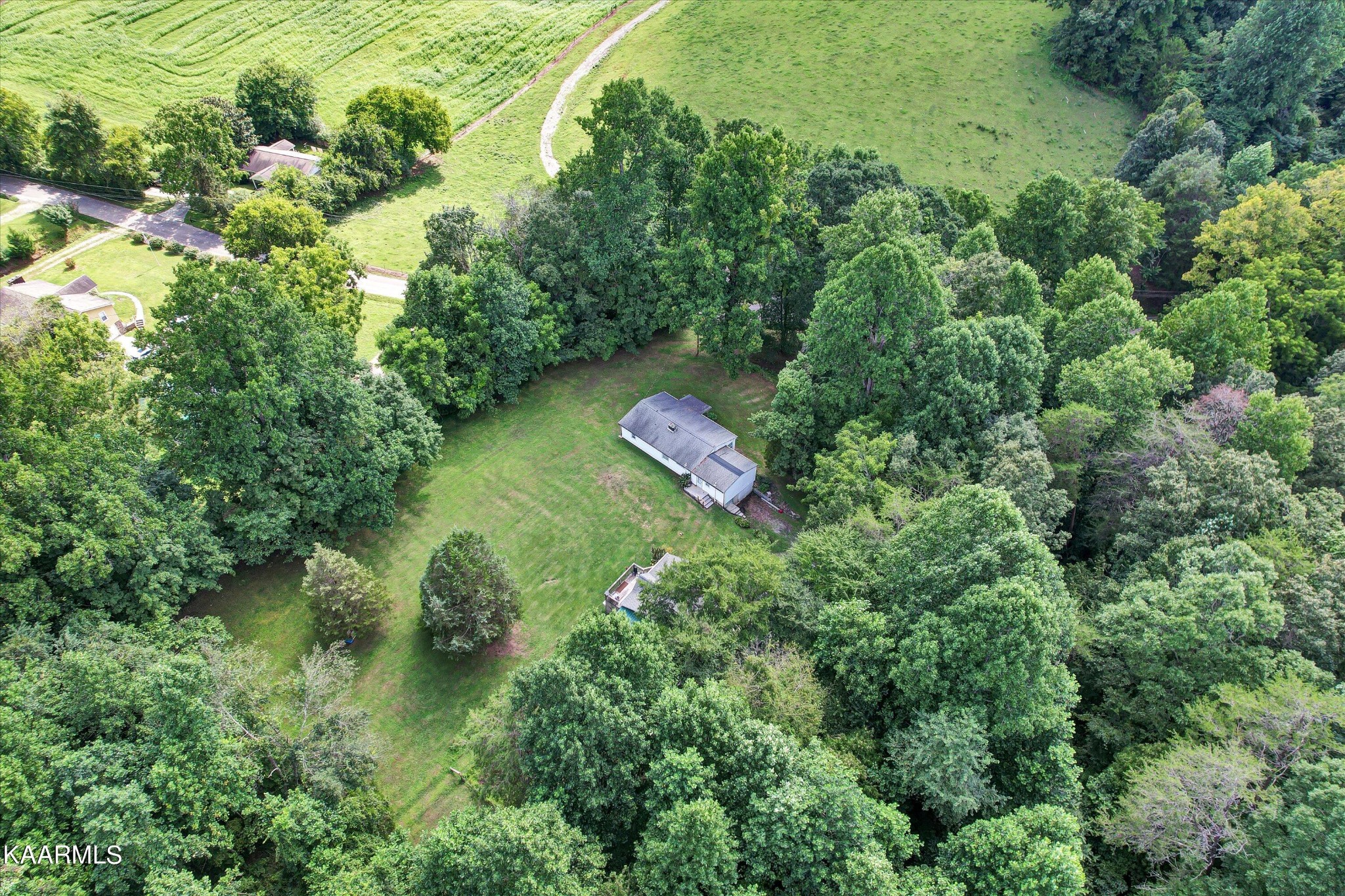 185 Moody Hollow Road Powell, TN 37849 - Photo 32 of 46 an aerial view of residential house with outdoor space and trees all around