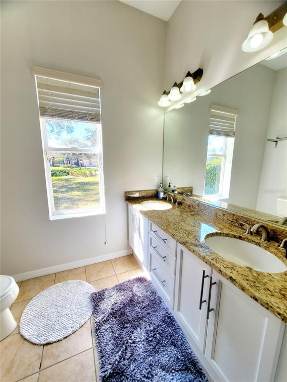 10004 Tree Tops Lake Road Tampa, FL 33626 - Photo 37 of 74 a bathroom with a granite countertop sink and a mirror