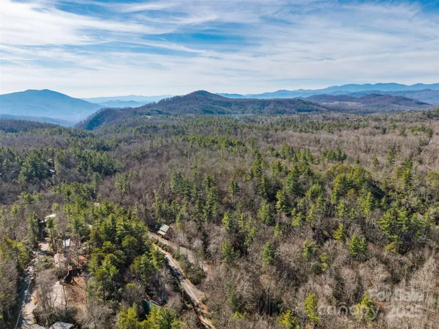 a view of a mountain in the distance in a field
