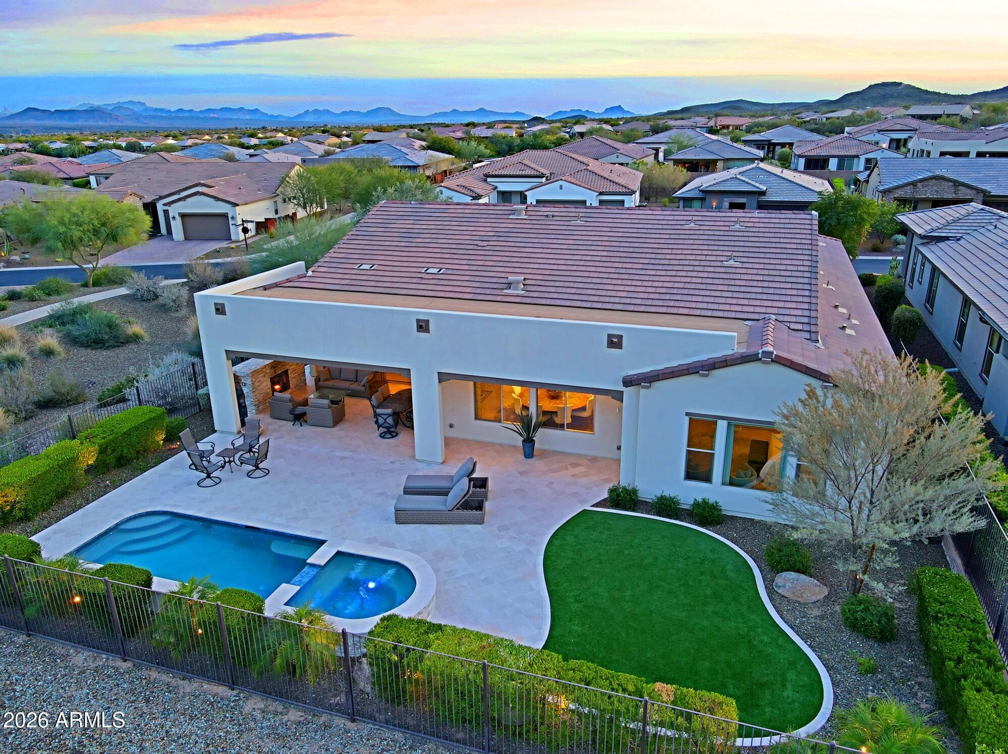 17864 East Paria Canyon Drive Rio Verde, AZ 85263 - Photo 51 of 66 an aerial view of a house with garden space and patio