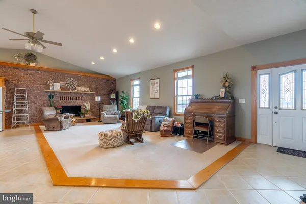 a bedroom with a bed and furniture