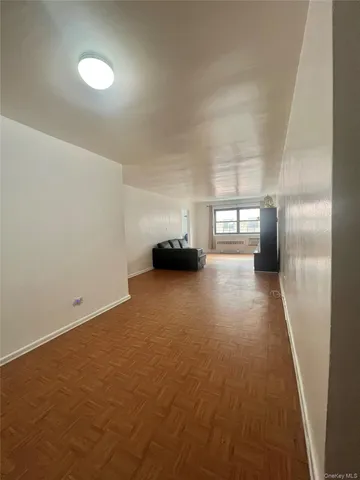 a hallway with a couch