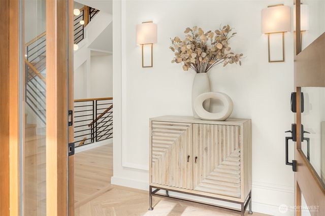 a view of entryway with wooden floor