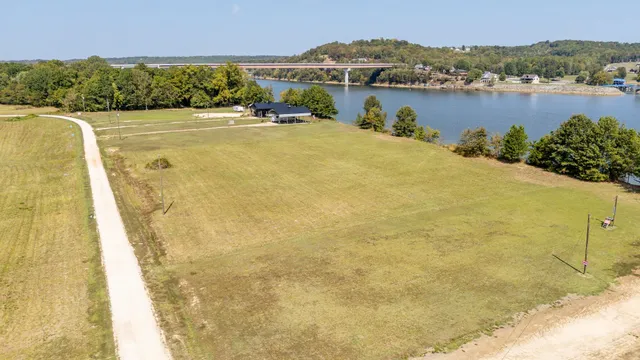 a view of a lake with a mountain