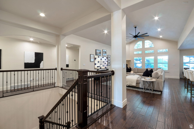 577 South Ridge Top Lane East North Salt Lake, UT 84054 - Photo 2 of 57 Grand foyer with soaring ceilings, rich hardwood flooring, and open sightlines that immediately showcase the home's spacious design.