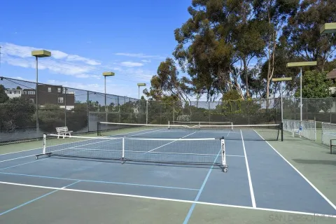 a view of a park with slide