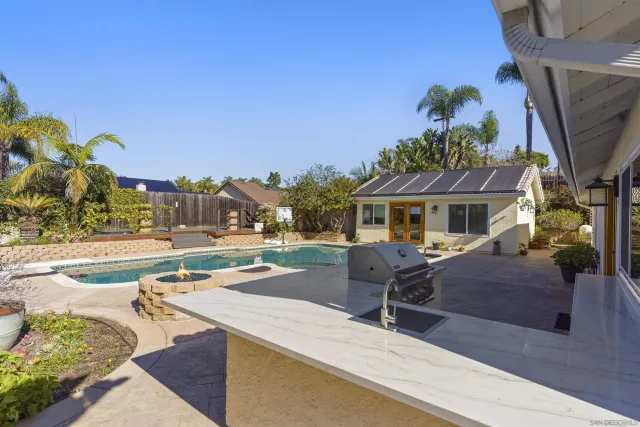 a building outdoor space with patio furniture