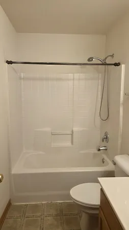 a bathroom with a bathtub
