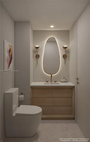a bathroom with a toilet a sink and mirror