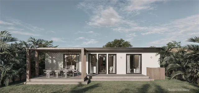 a view of a house with a porch and furniture