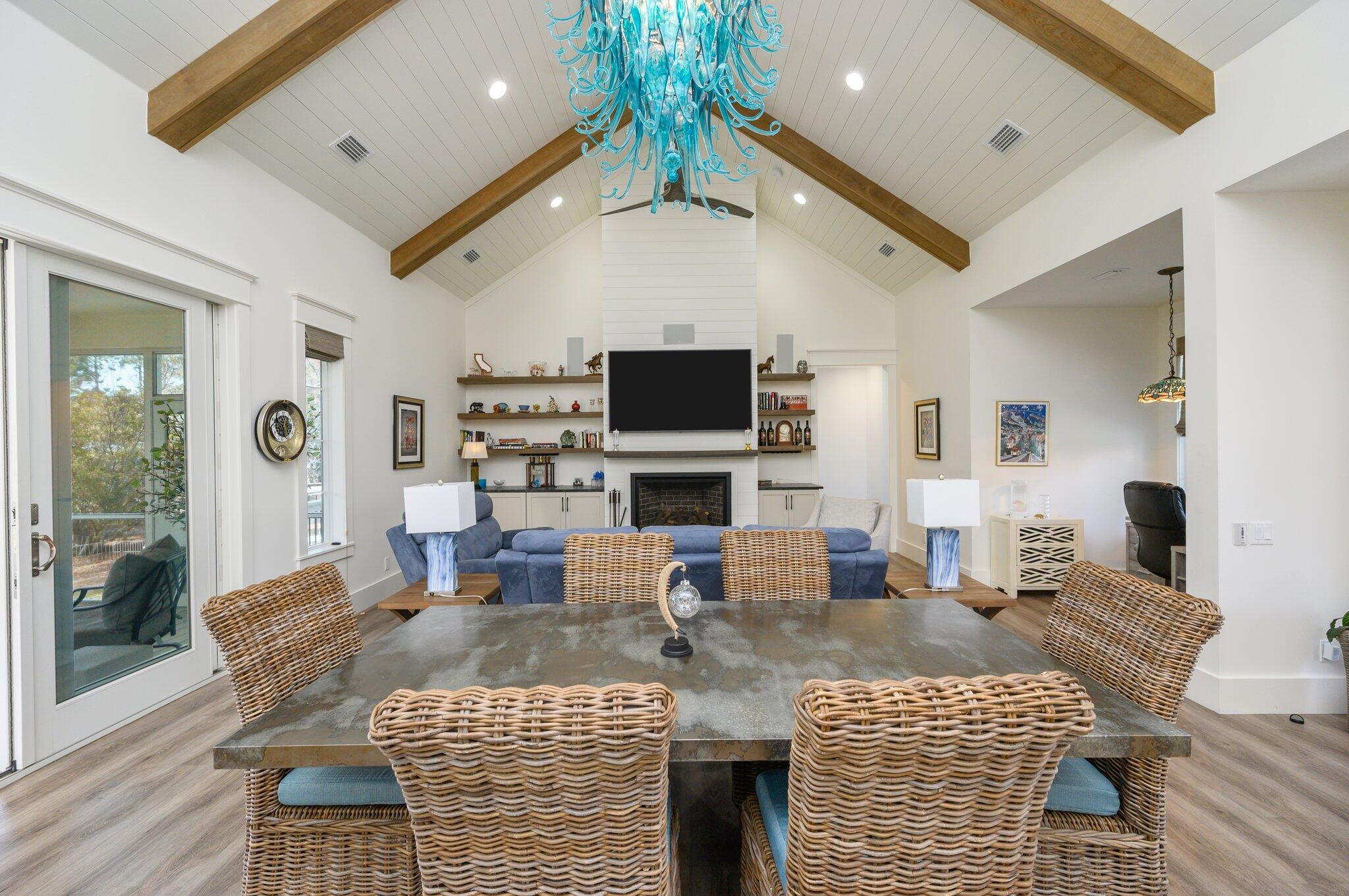 30 Fox Lake Drive Santa Rosa Beach, FL 32459 - Photo 18 of 90 a living room with fireplace furniture and a flat screen tv
