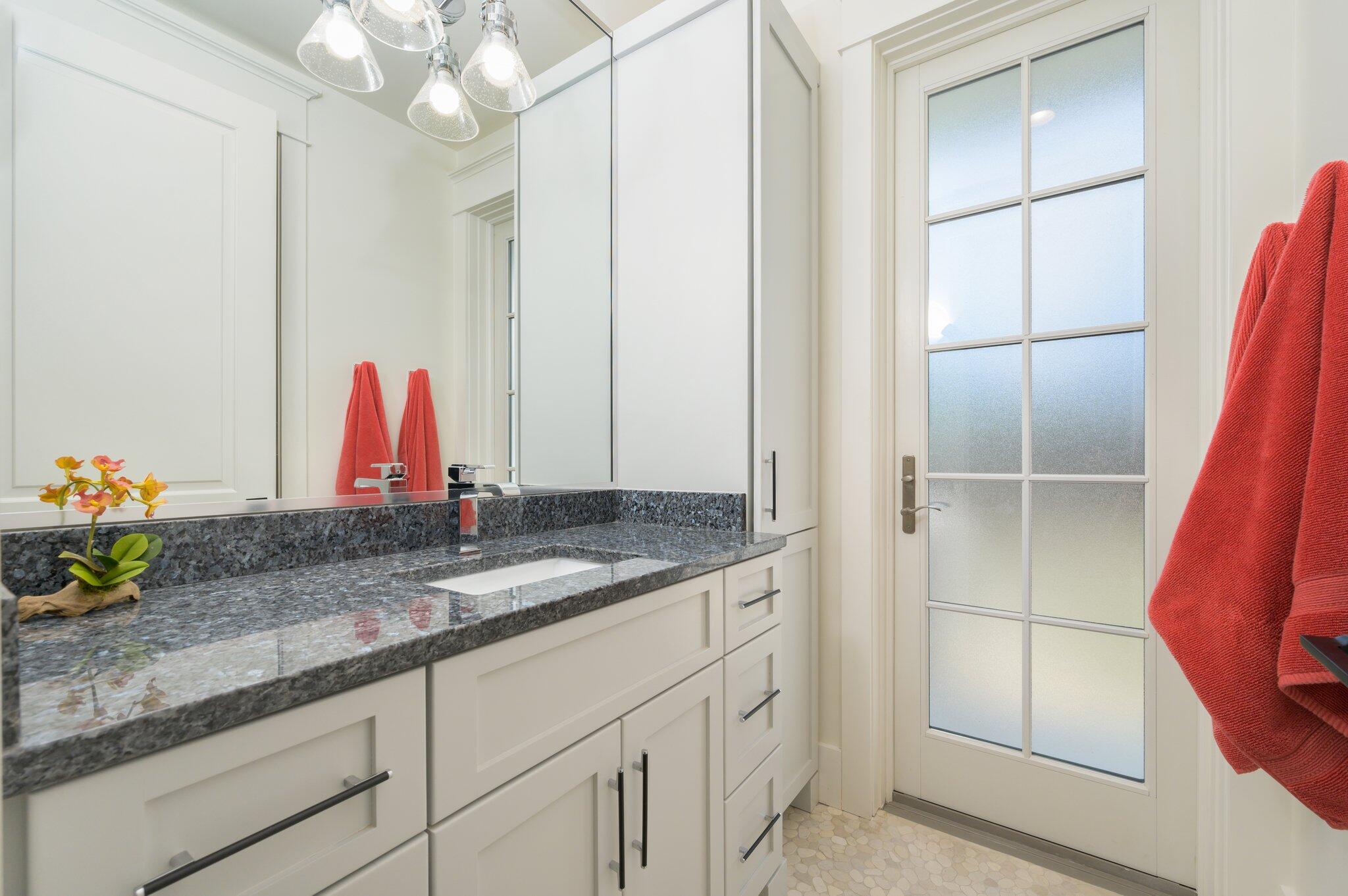 30 Fox Lake Drive Santa Rosa Beach, FL 32459 - Photo 41 of 90 a bathroom with a granite countertop sink and a mirror